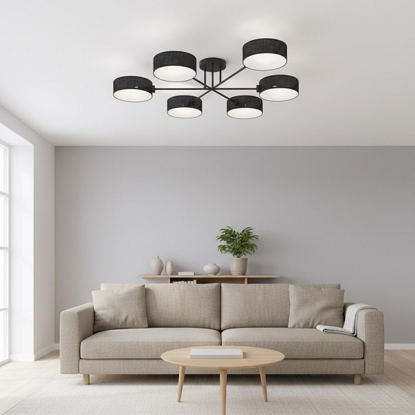 Lampa sufitowa MAGA 6 BLACK - Emibig