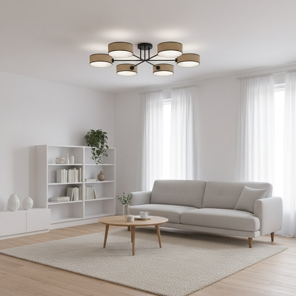 Lampa sufitowa MAGA 6 RATTAN - Emibig