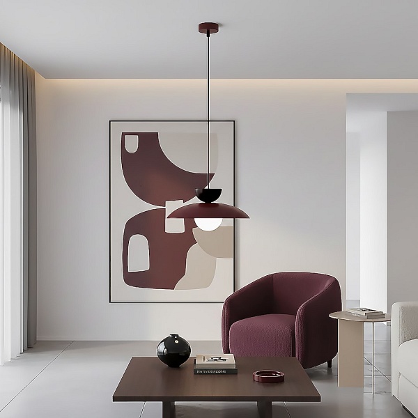Lampa wisząca MULAN 1 BURGUNDY BL - Emibig