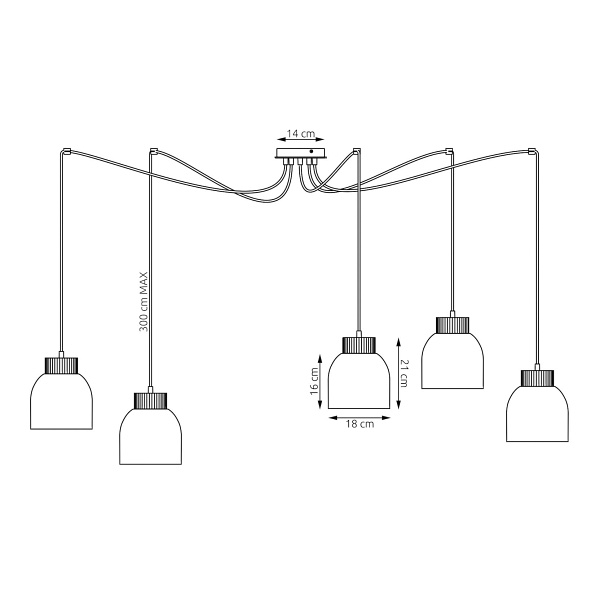 Lampa wisząca KRU 5 BLACK - Emibig