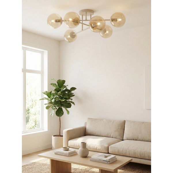 Lampa wisząca ROMA 6 MOKKA AMBER - Emibig