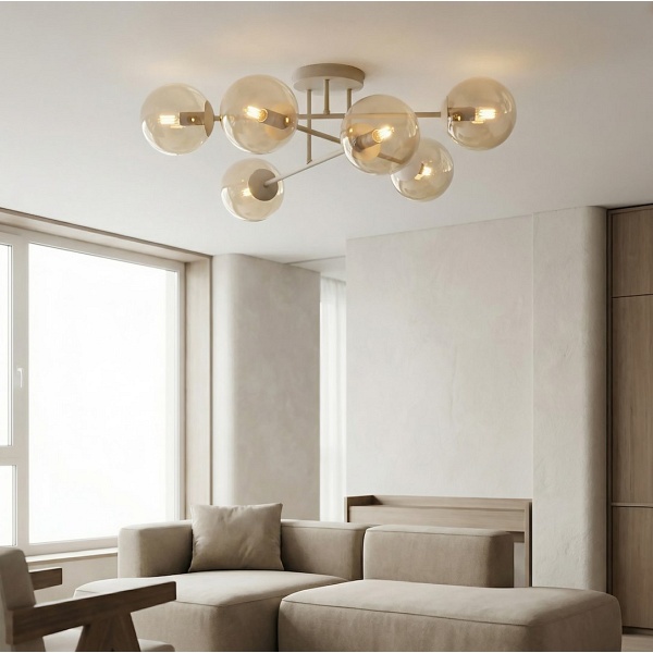 Lampa wisząca ROMA 6 MOKKA AMBER - Emibig