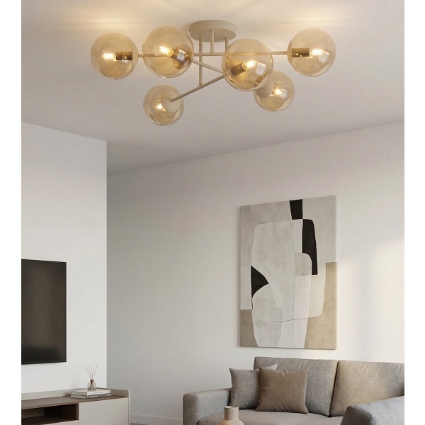 Lampa wisząca ROMA 6 MOKKA AMBER - Emibig