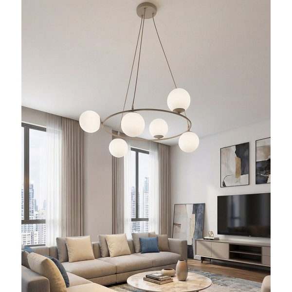 Lampa wisząca AZURA 6 MOKKA OPAL - Emibig
