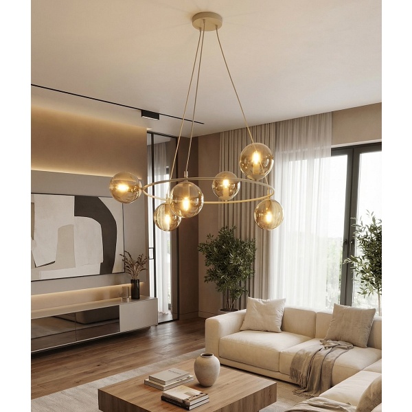 Lampa wisząca AZURA 6 MOKKA AMBER - Emibig