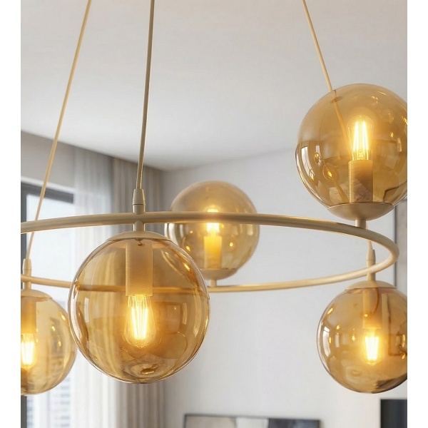 Lampa wisząca AZURA 6 MOKKA AMBER - Emibig