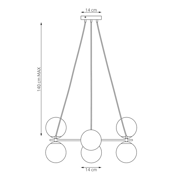 Lampa wisząca AZURA 6 MOKKA AMBER - Emibig
