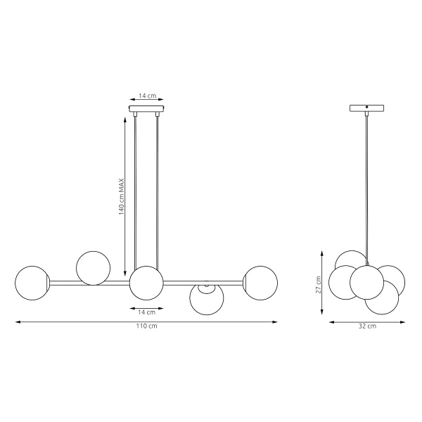 Lampa wisząca MAGNUS 6 MOKKA OPAL - Emibig