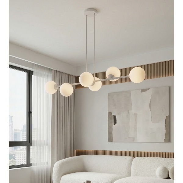 Lampa wisząca MAGNUS 6 GRAY OPAL - Emibig
