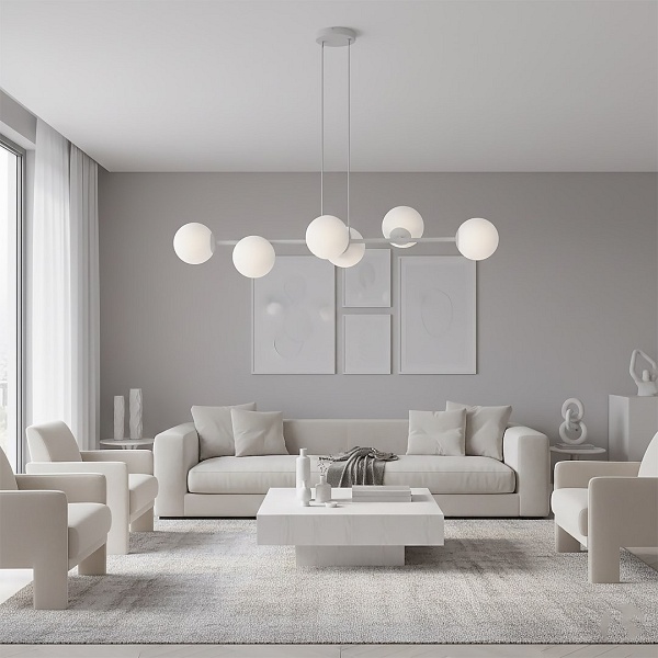 Lampa wisząca MAGNUS 6 GRAY OPAL - Emibig