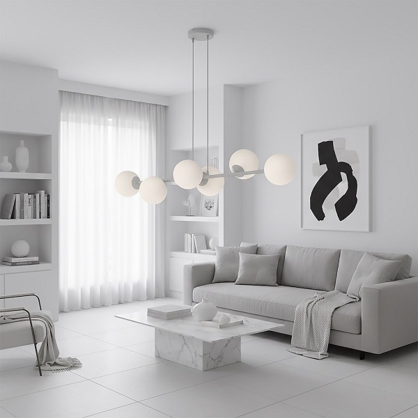 Lampa wisząca MAGNUS 6 GRAY OPAL - Emibig