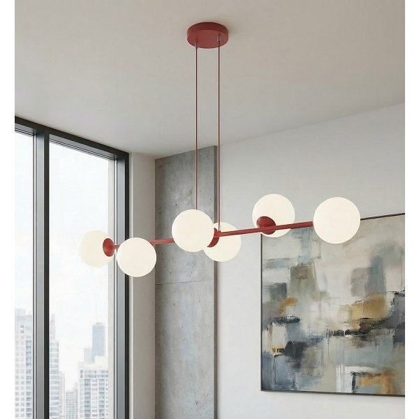 Lampa wisząca MAGNUS 6 BURGUNDY OPAL - Emibig