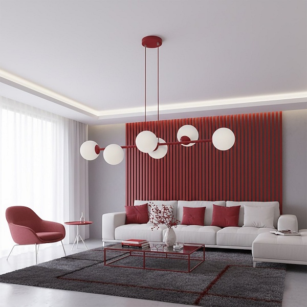 Lampa wisząca MAGNUS 6 BURGUNDY OPAL - Emibig