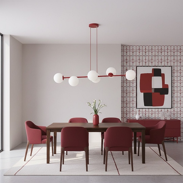 Lampa wisząca MAGNUS 6 BURGUNDY OPAL - Emibig