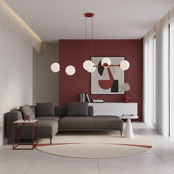 Lampa wisząca MAGNUS 6 BURGUNDY OPAL - Emibig