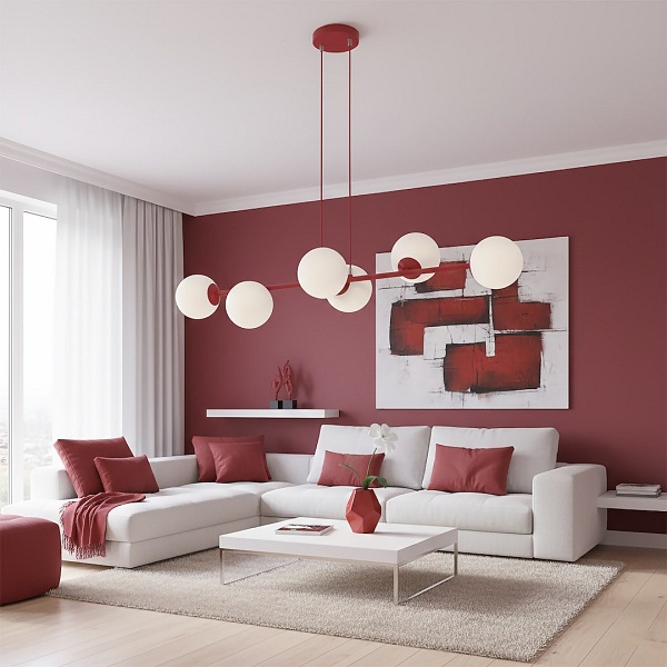 Lampa wisząca MAGNUS 6 BURGUNDY OPAL - Emibig