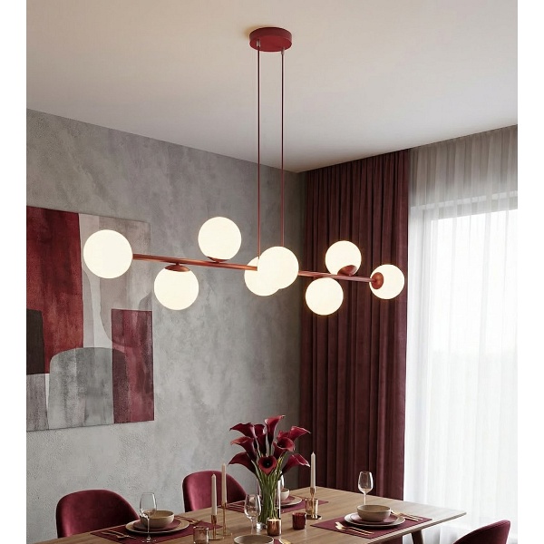 Lampa wisząca MAGNUS 8 BURGUNDY OPAL - Emibig