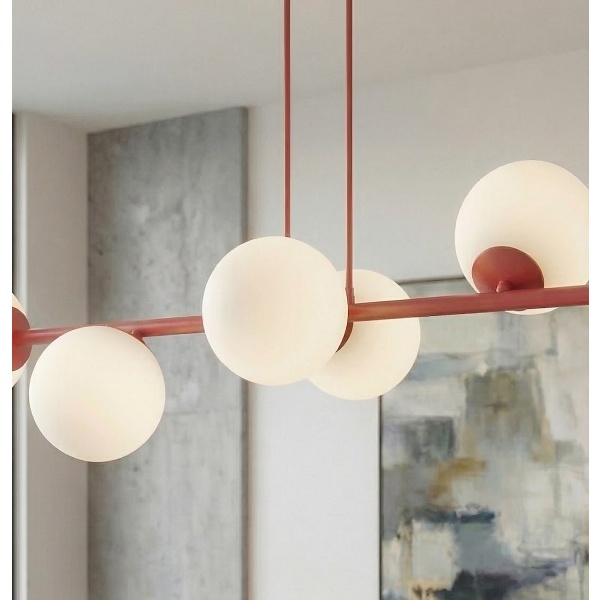 Lampa wisząca MAGNUS 8 BURGUNDY OPAL - Emibig