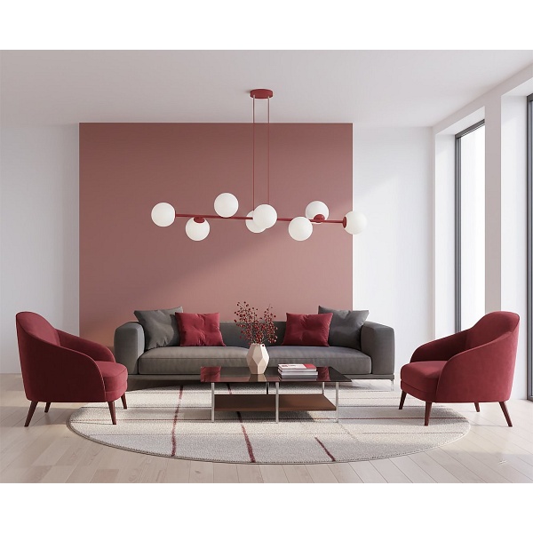 Lampa wisząca MAGNUS 8 BURGUNDY OPAL - Emibig
