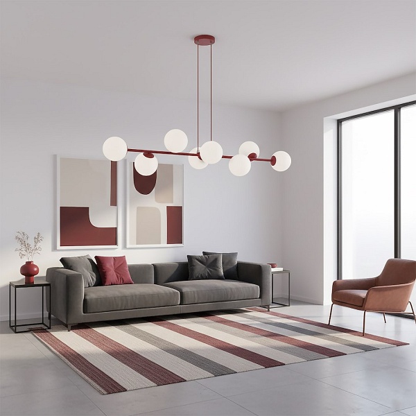 Lampa wisząca MAGNUS 8 BURGUNDY OPAL - Emibig