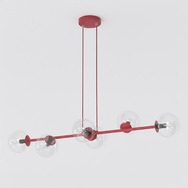 Lampa wisząca MAGNUS 6 BURGUNDY TRANSPARENT - Emibig
