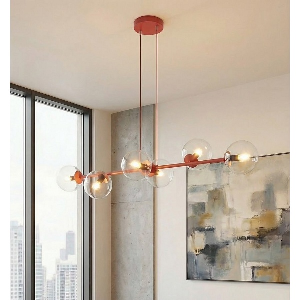 Lampa wisząca MAGNUS 6 BURGUNDY TRANSPARENT - Emibig