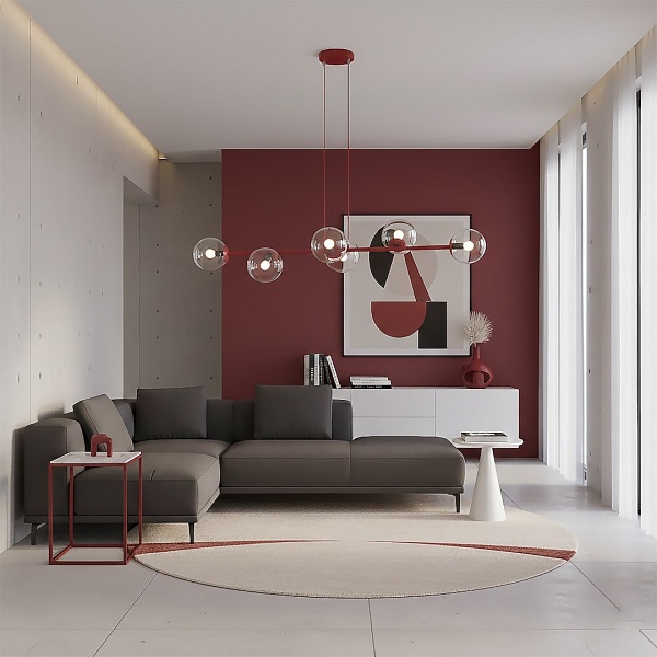 Lampa wisząca MAGNUS 6 BURGUNDY TRANSPARENT - Emibig