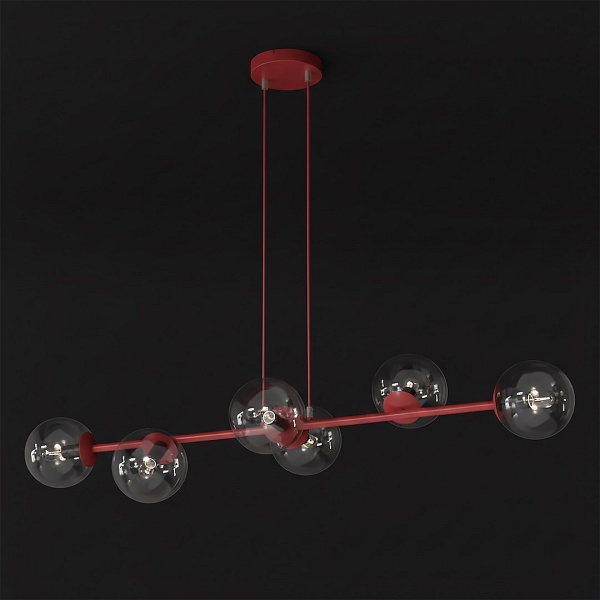 Lampa wisząca MAGNUS 6 BURGUNDY TRANSPARENT - Emibig