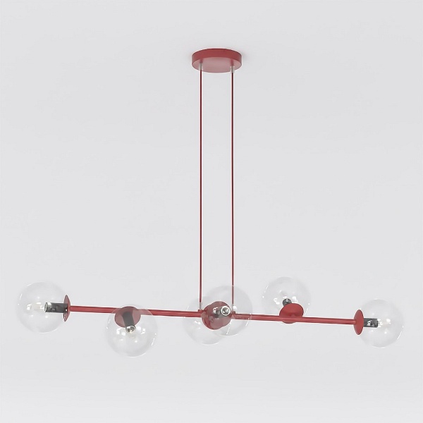 Lampa wisząca MAGNUS 6 BURGUNDY TRANSPARENT - Emibig