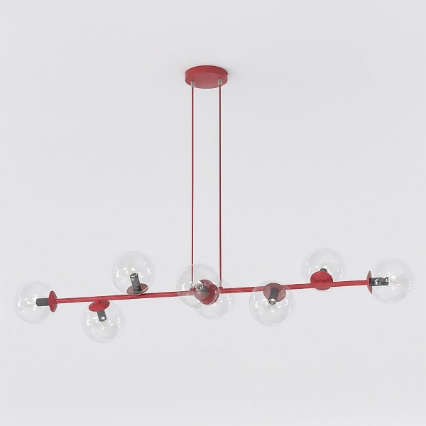 Lampa wisząca MAGNUS 8 BURGUNDY TRANSPARENT - Emibig