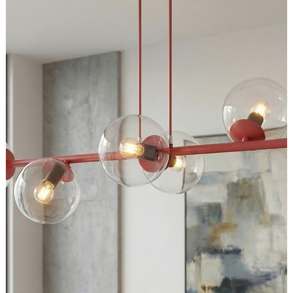 Lampa wisząca MAGNUS 8 BURGUNDY TRANSPARENT - Emibig