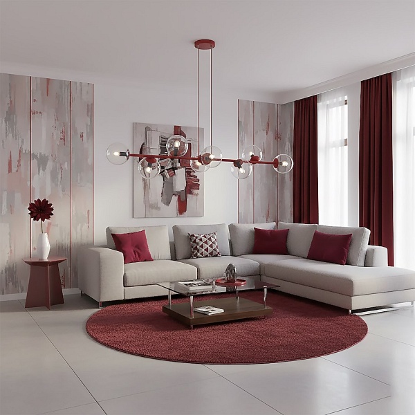 Lampa wisząca MAGNUS 8 BURGUNDY TRANSPARENT - Emibig