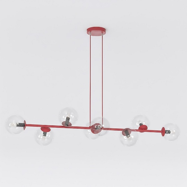 Lampa wisząca MAGNUS 8 BURGUNDY TRANSPARENT - Emibig