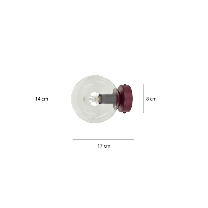 Kinkiet MAGNUS K1 BURGUND TRANSPARENT - Emibig
