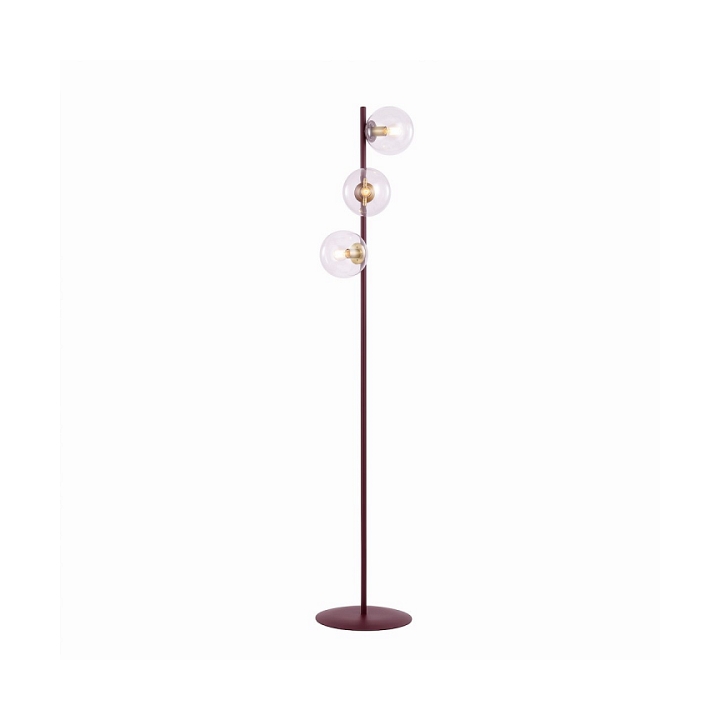 Lampa podłogowa MAGNUS LP3 BURGUND TRANSPARENT - Emibig