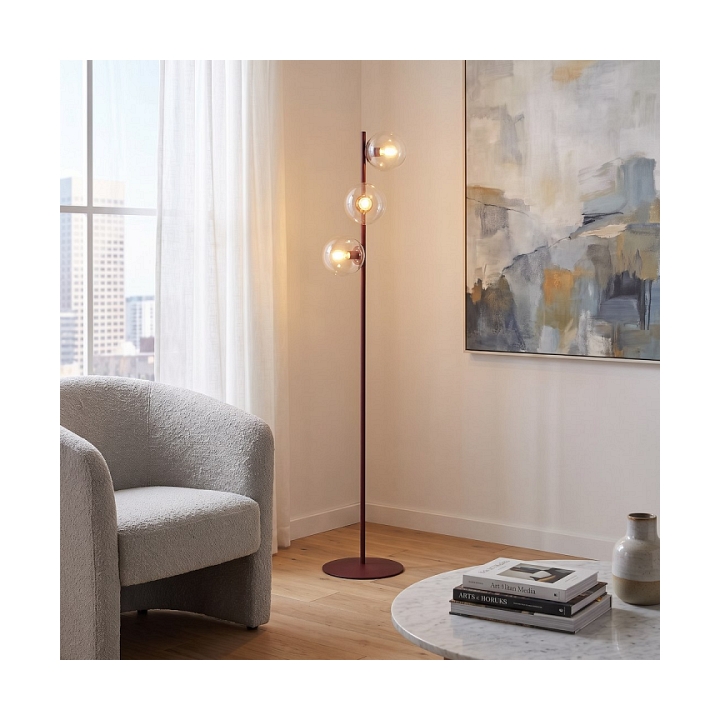 Lampa podłogowa MAGNUS LP3 BURGUND TRANSPARENT - Emibig