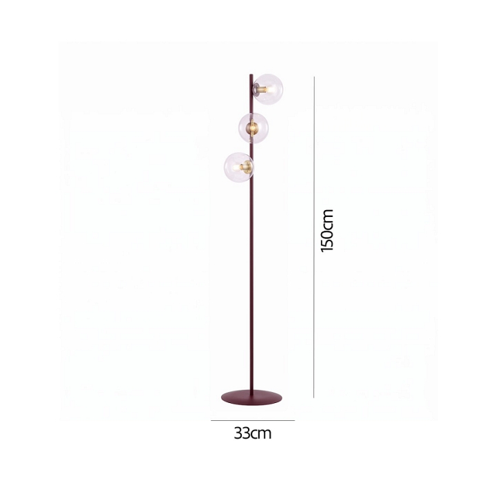 Lampa podłogowa MAGNUS LP3 BURGUND TRANSPARENT - Emibig