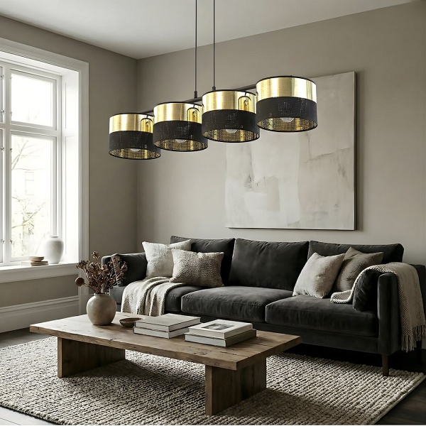 Lampa wisząca LUX 4 BL GOLD - Emibig