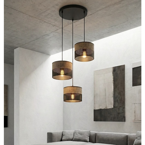 Lampa wisząca KARBON 3 BL BROWN PREM - Emibig