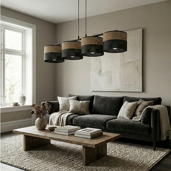 Lampa wisząca KARBON 4 BL BROWN - Emibig