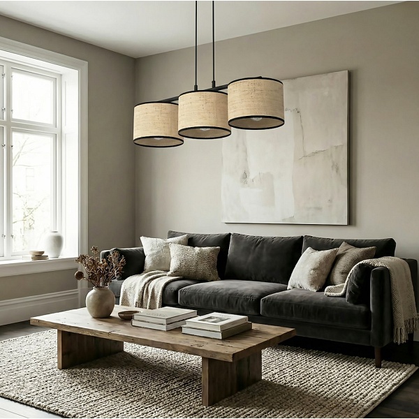 Lampa wisząca ECO 3 BL RATTAN - Emibig