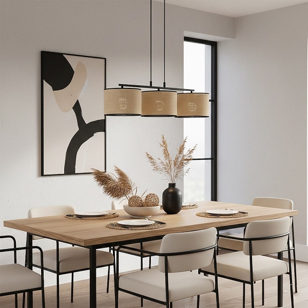 Lampa wisząca ECO 3 BL RATTAN - Emibig