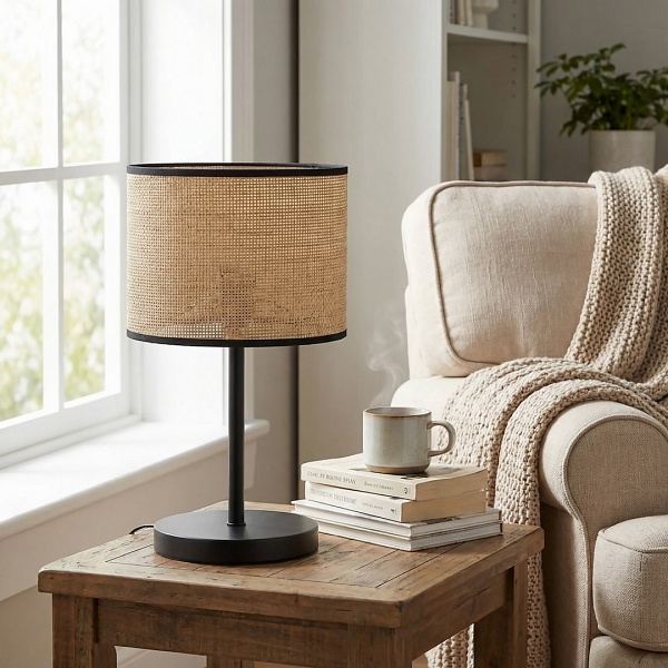 Lampka biurkowa ECO LN1 BL RATTAN - Emibig