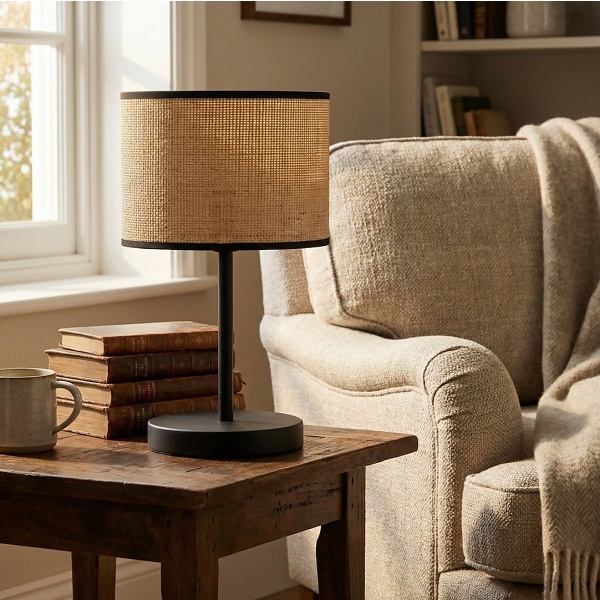 Lampka biurkowa ECO LN1 BL RATTAN - Emibig