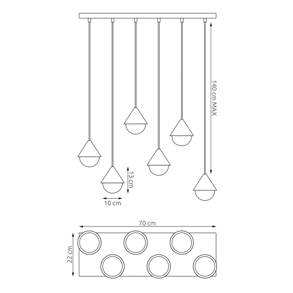 Lampa wisząca GIRO 6 BLACK - Emibig