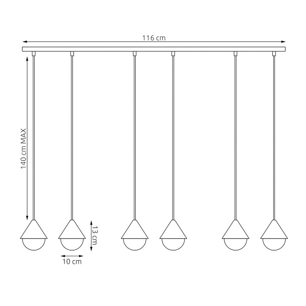 Lampa wisząca GIRO 6 PREM BLACK MOKKA - Emibig