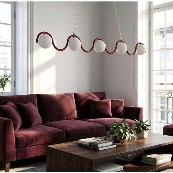 Lampa wisząca SINUS 5 BURGUNDY - Emibig