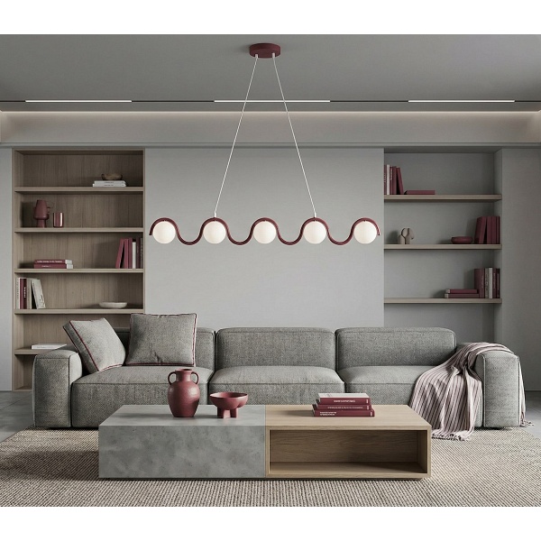 Lampa wisząca SINUS 5 BURGUNDY - Emibig