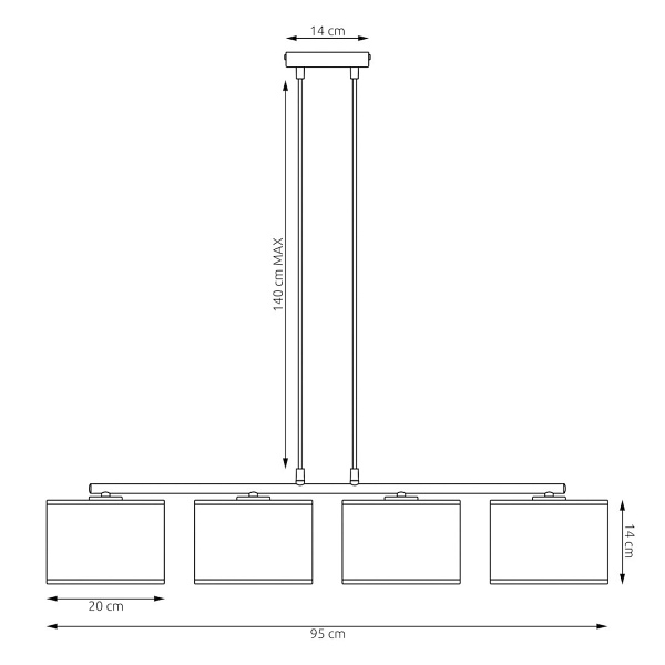Lampa wisząca LUX 4 BLACK - Emibig