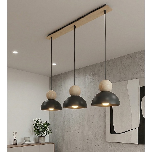 Lampa wisząca KAKI 3 BLACK - Emibig